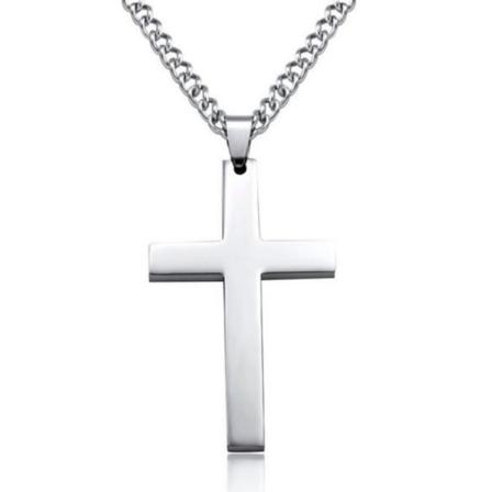 Halsbandskedja med klassiskt kors av stål silver one size
