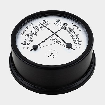 Higrómetro y termómetro Autonautic Atlantic TH95N, Ø70/95 mm, aluminio negro