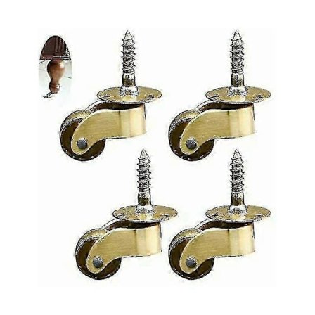 Hjul 4x Drejelige Hjul, Messing Møbelhjul, Transporthjul, Drejelige Hjul, Støjsvag Rulning