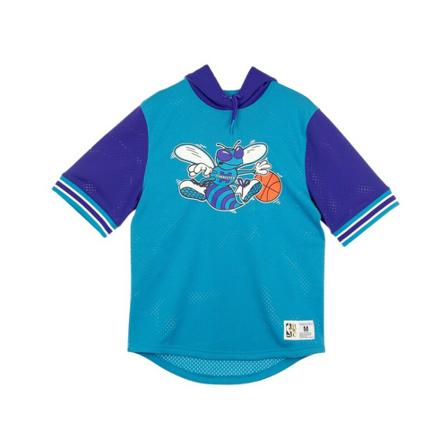 Mitchell & Ness Light hooded sweatshirt short sleeve nba buzzer beater mesh hoody hardwood classics chahor Blå, Herre Hættetrøjer