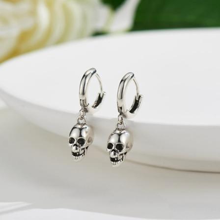 925 Sterling Silver Örhängen Skull Drop Örhänge Creative Hot Se