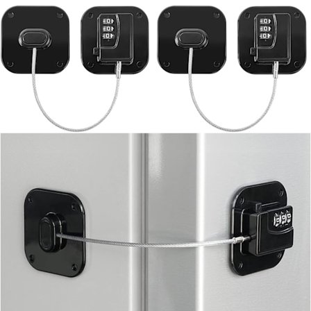 2-pack Kylskåpslås - Kombinationslås för kylskåp, svart