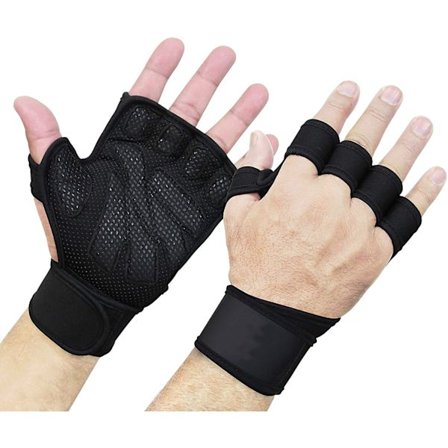 Vikter lyftning handskar gym fitness träning, halkfri vadderad full handflata skydd, Ultra ventilerad, Bodybuilding styrketräning(S)