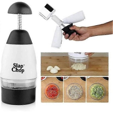 Hvitløk Matprosessor Hakker og Grønnsaksrivjern - Kjøkkenredskap med Slap Chop Funksjon