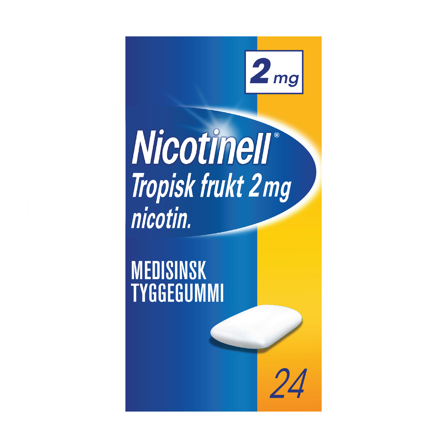 Nicotinell 2 mg tyggegummi, Tropisk frukt, 24 stk.