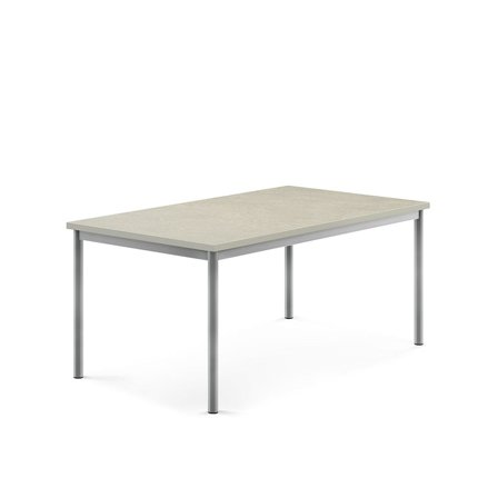 Desk SONITUS, 1400x800x600 mm, grey linoleum, alu grey