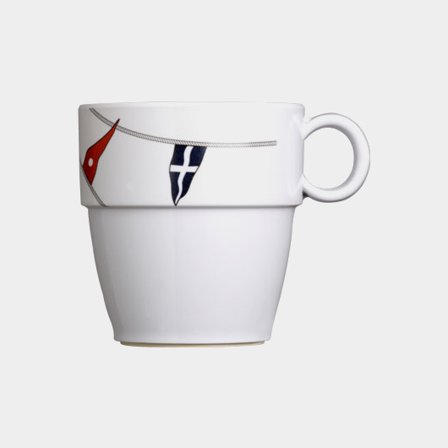 Tazze da caffè/tè in melamina Marine Business Regata, antiscivolo, bianco/decorato, 32 cl / 320 ml, confezione da 6