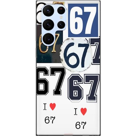 Kompatibelt Mobilskal till Samsung Samsung Galaxy S22 Ultra 5G 67 meme vintage nummer kollage retro 6-7 nummer klassisk typografi vintage design