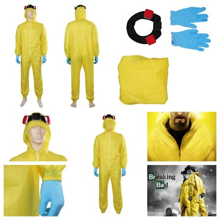 Breaking Bad Walter White Cosplay Keltainen Haalari Asu Halloween-juhlapuku-FD-