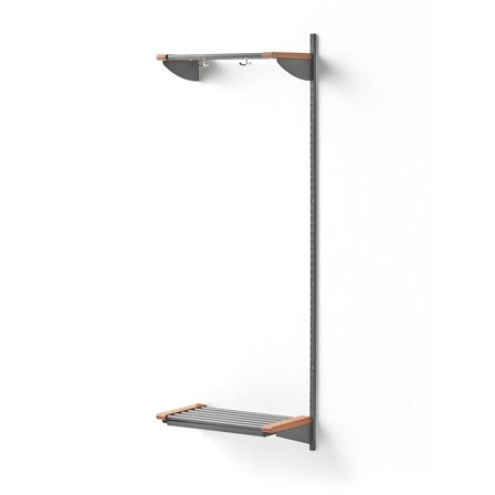 Wandgarderobenschrank JEPPE mit Hutablage, Anbauelement, 1790x600x310 mm, Alu/Eiche