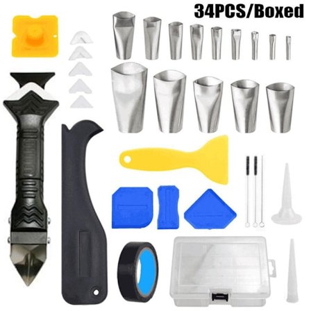 34-osainen 3-in-1 metallinen kaavin saumauslaastin kaavin rakotiivisteen käsittely kauneuden ompelutyökalut
