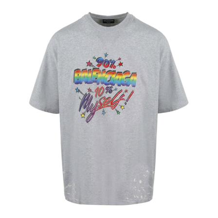 Balenciaga, 90/10 T-Shirt Large FIT Szary, Mężczyzna, Rozmiar: S