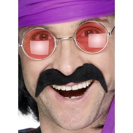 70-tals Mustasch Svart - Partyninja.se