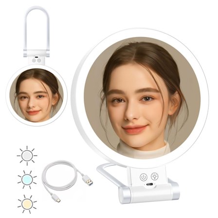 LED makeup spejl foldbart bærbart lys makeup spejl tre i en dobbeltsidet 30X forstørrelse
