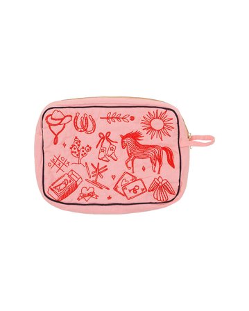 HABIBA Polly Embroidery Toiletry Bag Flamingo, Tøj & Bolig, Makeup- & Toilettasker, Toilettasker