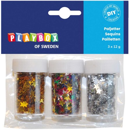 Playbox Pailletten 3 x sterne 12 g