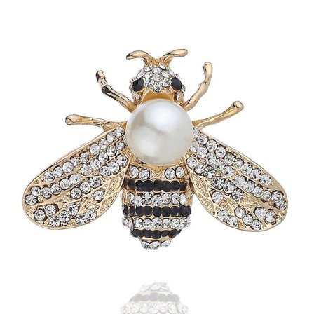 Honungsbi Broscher Kristall Insektstema Bi Brosch Djur Mode Skal Pärla Brosch Pin Guld Ton(2st)