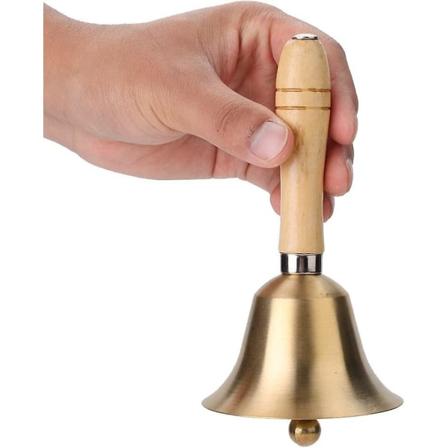 Bordklokke, 8 cm multifunktionel håndklokke med træhåndtag Musikinstrument til roomserviceundervisning børn