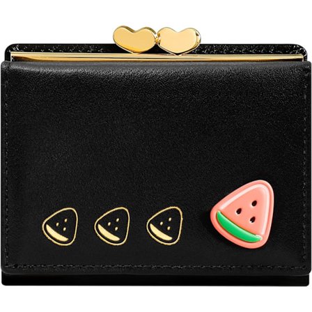 Oransje og svart lommebok kortholder, liten bifold RFID-blokkerende veske, søt liten lommebok i skinn for kvinner, jenter, damer