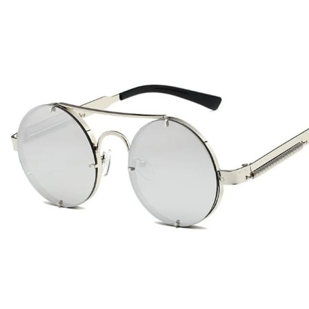 Märkesdesignade vintage solglasögon man kvinna metall steampunk solglasögon klassiska runda retro nyanser körning Oculos De Sol