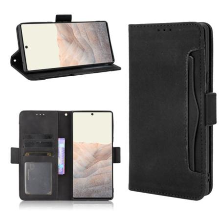 Google Pixel 6 Pro -lompakkokotelo PU-nahkainen 6-POCKET Winston Black