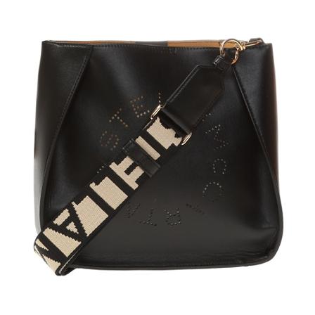 Stella McCartney, Shoulder bag with perforated logo Zwart, Dames, Maat:ONE Size