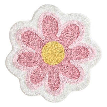 Sød Blomst Badeværelsesmåtte Vandabsorption Blød Rund Plys Tæppe til Brusebad Badekar Soveværelse Stue (FMY)