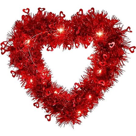 Hjärtformad krans för alla hjärtans dag, hjärtformad krans för ytterdörren, dekorationer för alla hjärtans dag, hjärtformad girlang