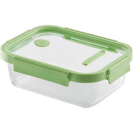 Lékué Rektangulær matboks 1520 ml, glass/grønn' - 'Glass, grønn