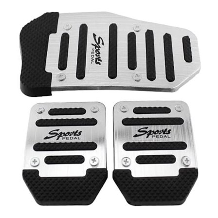 3 st gasaccelerator bränslepedal bromspedal kopplingsskydd halkfria pedaler för manuell växellåda bil silver