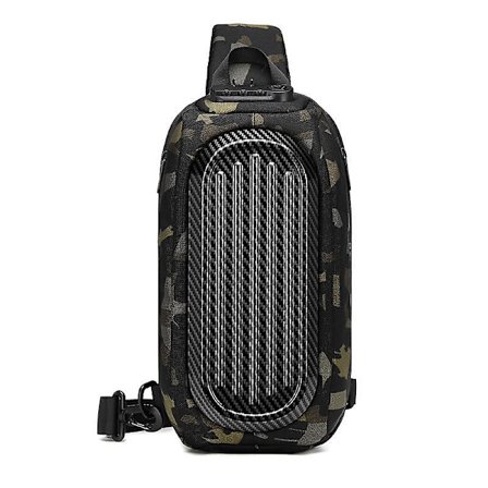 OZUKO 9562 Tyverisikret Brysttaske med Adgangskodelås Skuldertaske Hård Skal Vandtæt Sling Rygsæk