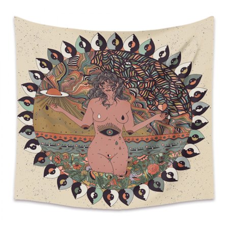 Wekity Skull Flower Girl Gobelin Hjem Gobelin Estetisk Kunst Hjem Bakgrunn Stoffdekorasjon Gave (GT330020, 51 X 59 Tommer)