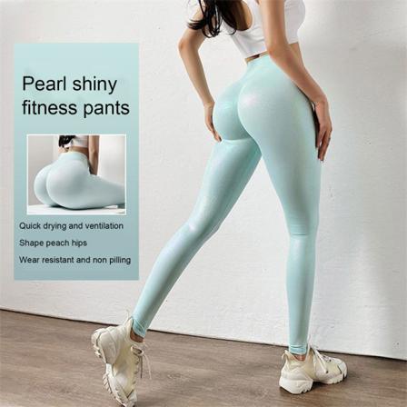 Kvinnor Bright Läder Sport Sexiga Yogabyxor Hög Midja Push Up