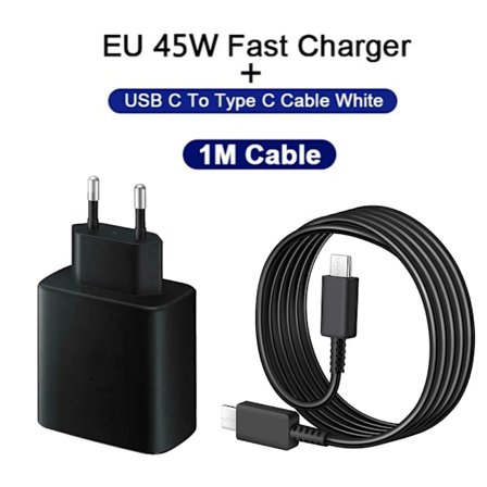 45W Snabbladdningskompatibel Samsung USB C Laddare PD Snabbladdning 3.0 Väggladdare kompatibel Galaxy Plus USB Typ C Kabel Telefontillbehör