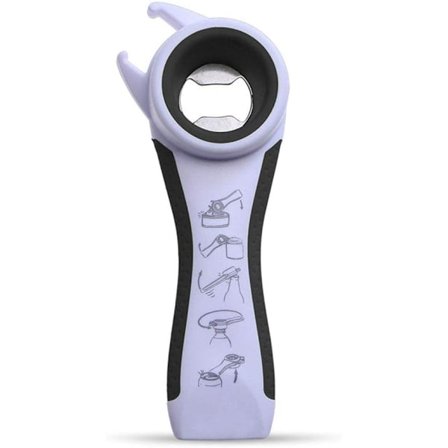 5 i 1 lokk av krukkeåpner, flaskeåpner, ideell for kvinner, barn, eldre - for flerbruks kjøkkenverktøy, enkel å åpne. Hvit