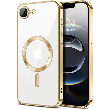 iPhone 16e Cover – Metallic Cover med Magnetisk Kompatibilitet, Slankt Design - Guld