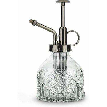 Lasinen suihkepullo, 6,5 tuuman korkea vintage-kastelukannu yläpumpulla, vuotamaton korkea sumutussuutin puutarhan kukkakasveille, puhdistusliuokset -