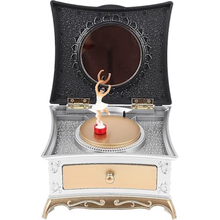 Pige Smykkeskrin Med Musik: Prinsesse Stil Smykkeskrin Utrækkelig Skuffe Smykkeorganisator Musikæske Til Piger Guld(sølv)(1stk)