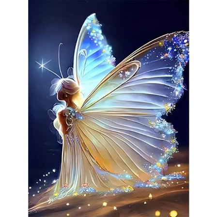 Åndelig Kunst Sommerfuglfe 5D Diamantmaling – Full Drill Smykkemaleri for Voksne, DIY Veggdekorasjon 30x40 cm