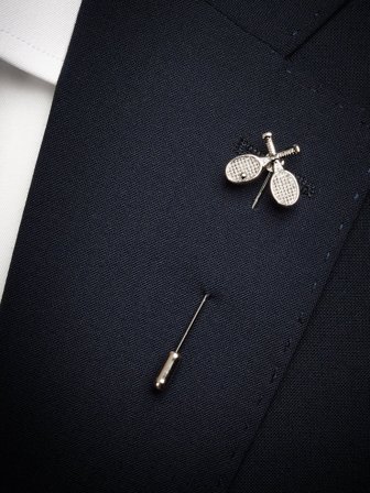 John Henric Men's Silver Lapel Pin Tennis Rackets Size Onesize