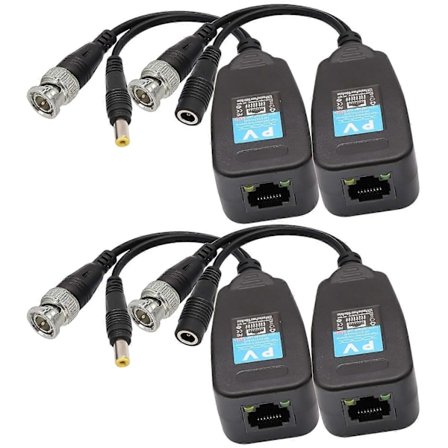K RJ45 til BNC Videobalun Sender Mottaker HD-CVI/TVI/AHD/CVBS med Strømkontakt for 1080P 3MP 4MP 5MP 8MP CCTV System Overvåkingskamera DVR