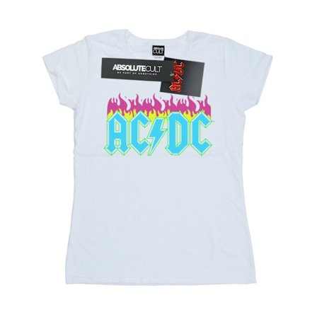 AC/DC Dam/Dam Neon Flames Bomull T-shirt M Vit
