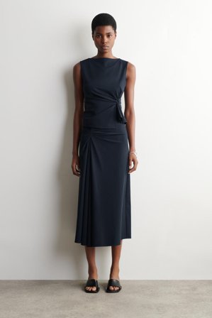 COS Dżersejowa Bluzka Bez Rękawów Z Drapowaniem in Niebieski