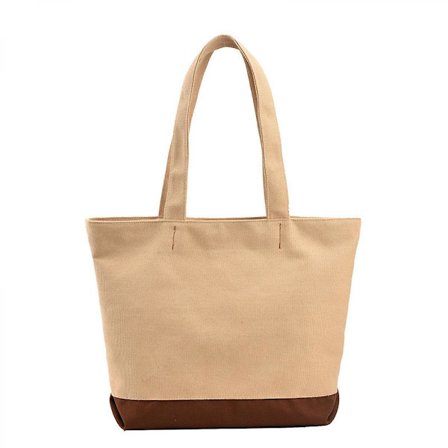 Stor och mångsidig axelremsväska, shoppingväska, tote bag (Khaki)