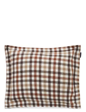 Rust Brown/White Checked Cotton Flannel Pillowcase Home Textiles Bedtextiles Pillow Cases Multi/mönstrad Lexington Home