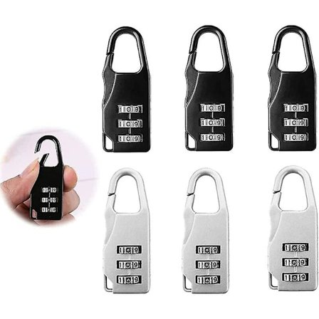6 stycken 3-siffriga Mini Hänglås Återställbart Kombinationslås Reselås Zink Legering Crday Present