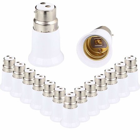 15 stk. B22 til E27 sokkeladapter, lampebasekonverter, pæreadapter for LED-lamper og glødelamper