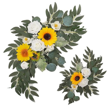 2 st blomsterbågar konstgjorda blommor för bröllopsceremoni skylt blommor för båge för bröllop