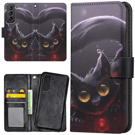 Samsung Galaxy S21 Plus - Lompakkokotelo/Kuoret Musta Kissa Multicolor