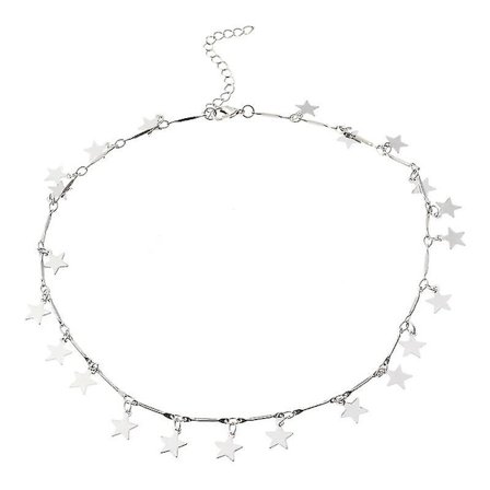 Bohemisk kvinnors choker silverkedja stjärn choker halsband dam smycken
